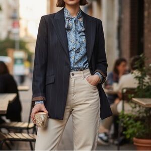 Brooks Brothers Italian Wool Navy Pinstripe Blazer Size Woman’s 10 NWOT